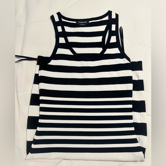 NWOT BEBE Black & White Striped Bodycon Dress🖤🤍 - Picture 7 of 7